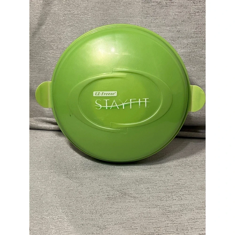 EZ-Freeze StayFit Salad To Go Container Set Lime Green White Multi Compartment
